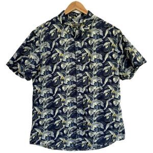 Slate & Stone Hawaiian Leaf Print Shirt Mens Size Large Short Sleeve Button Down